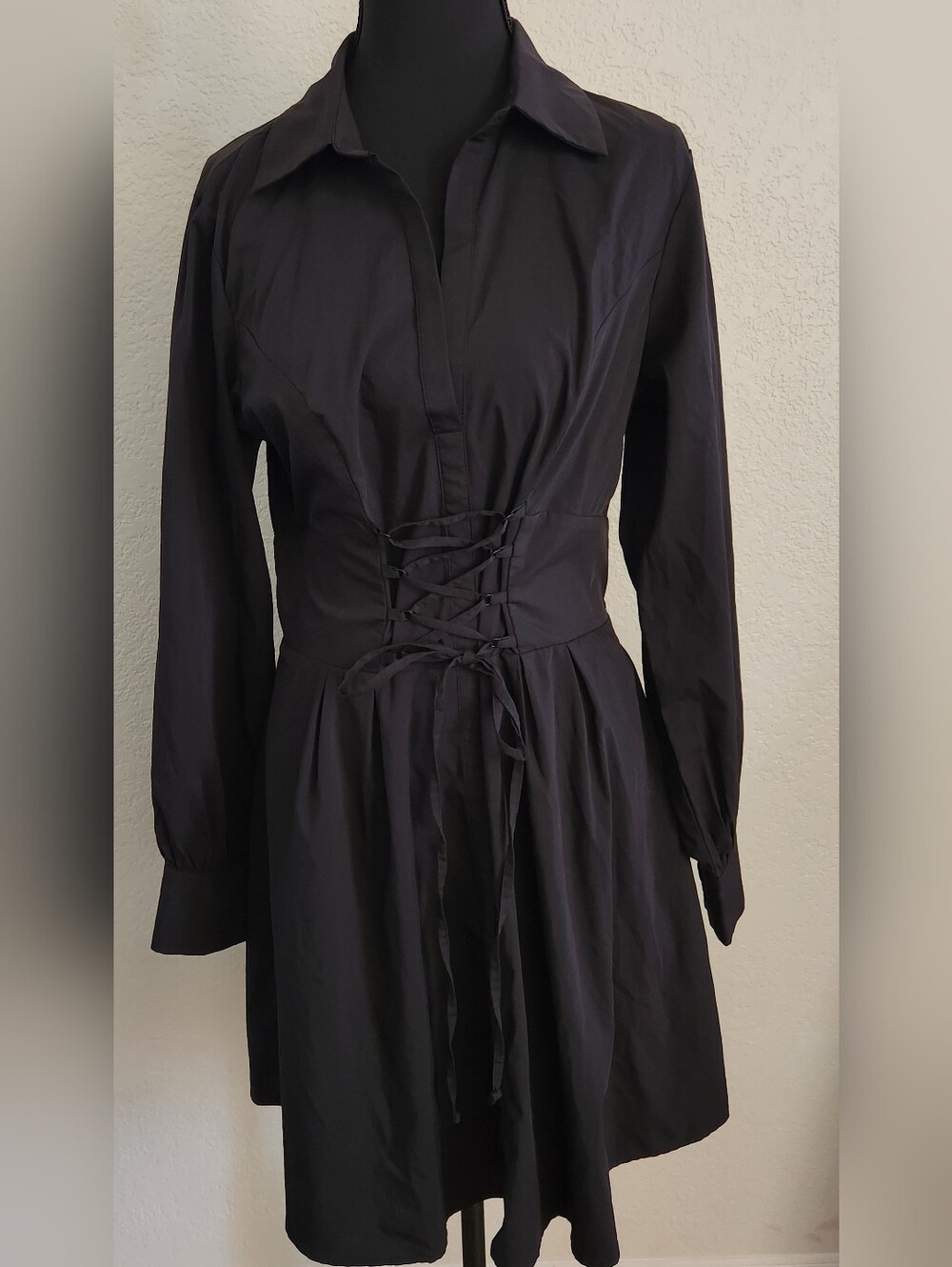 Venus Black Corset/lace Up Waist Shirt Dress Size 8